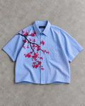 Blue Blossom Check Boxy Shirt