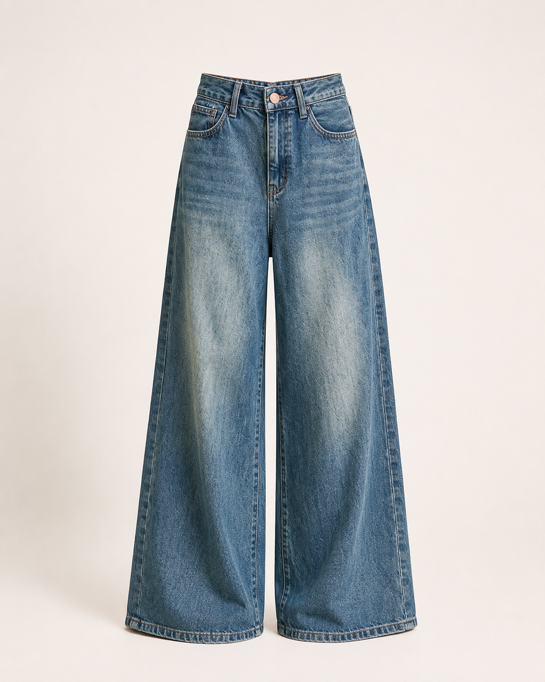 Blue Wide Leg Denim Jeans