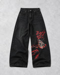 Samurai Blossom Wide-Leg Denim