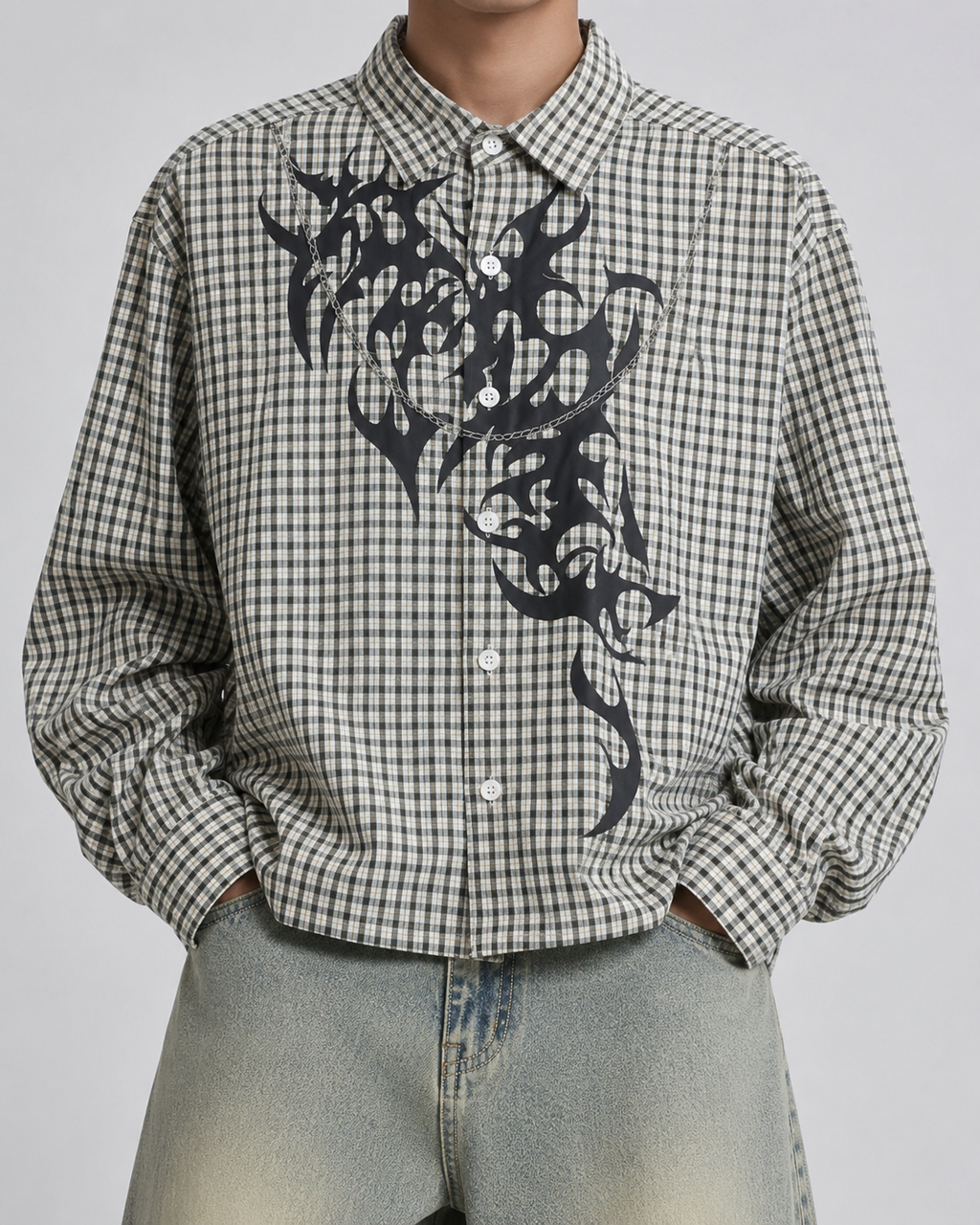 Boxy Graphic Check Shirt
