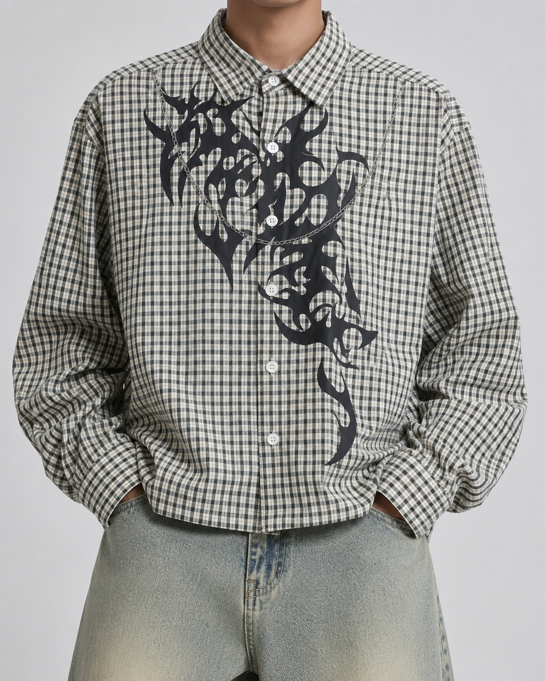 Boxy Graphic Check Shirt