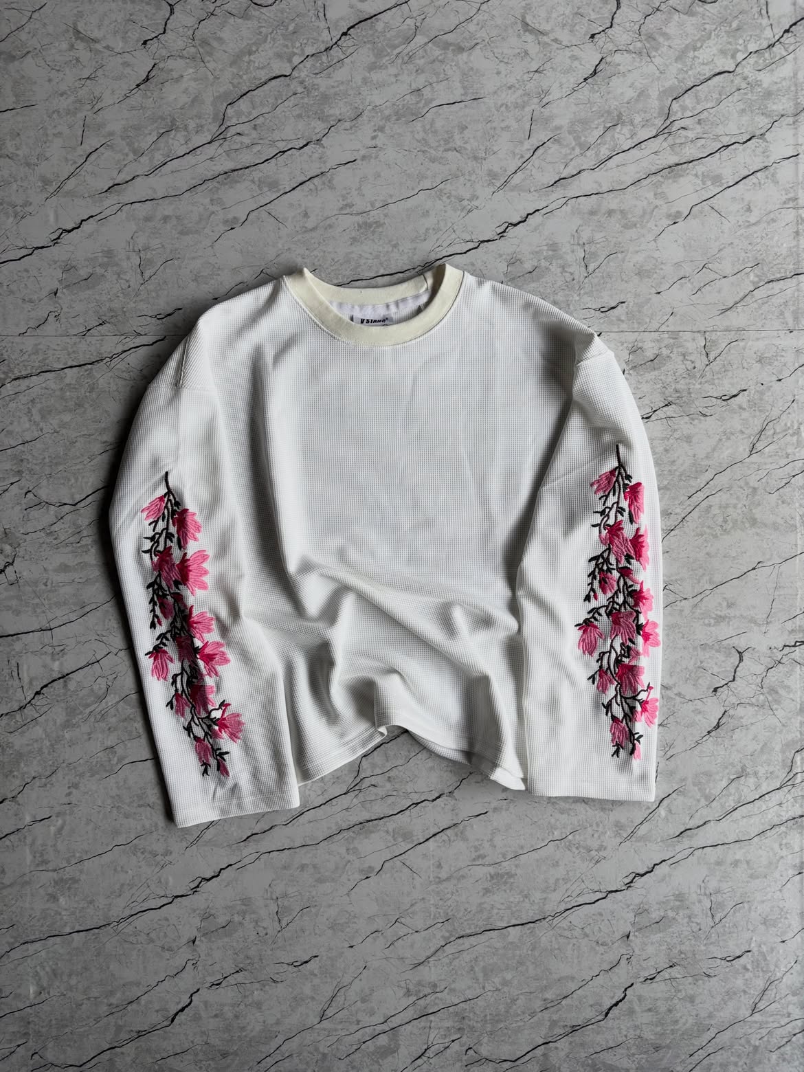 Floral Embroidered Waffle Longsleeve