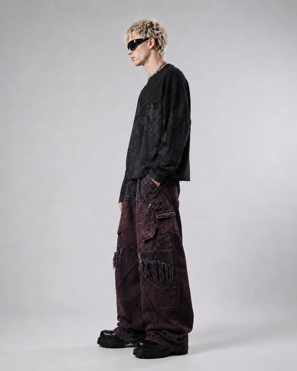 Gothic Shadow Boxy Long Sleeve Tee