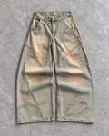 Stonewash Panel Wide-Leg Denim