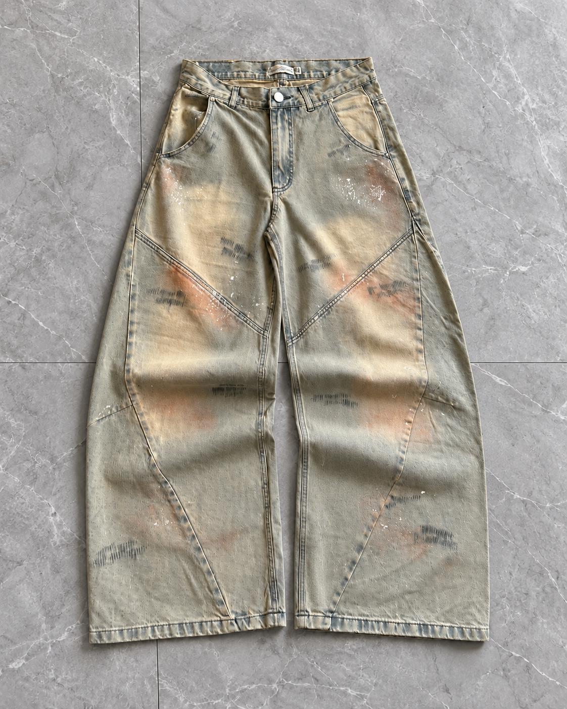 Stonewash Panel Wide-Leg Denim