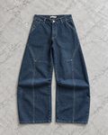 Dark Blue Panel Wide-Leg Denim