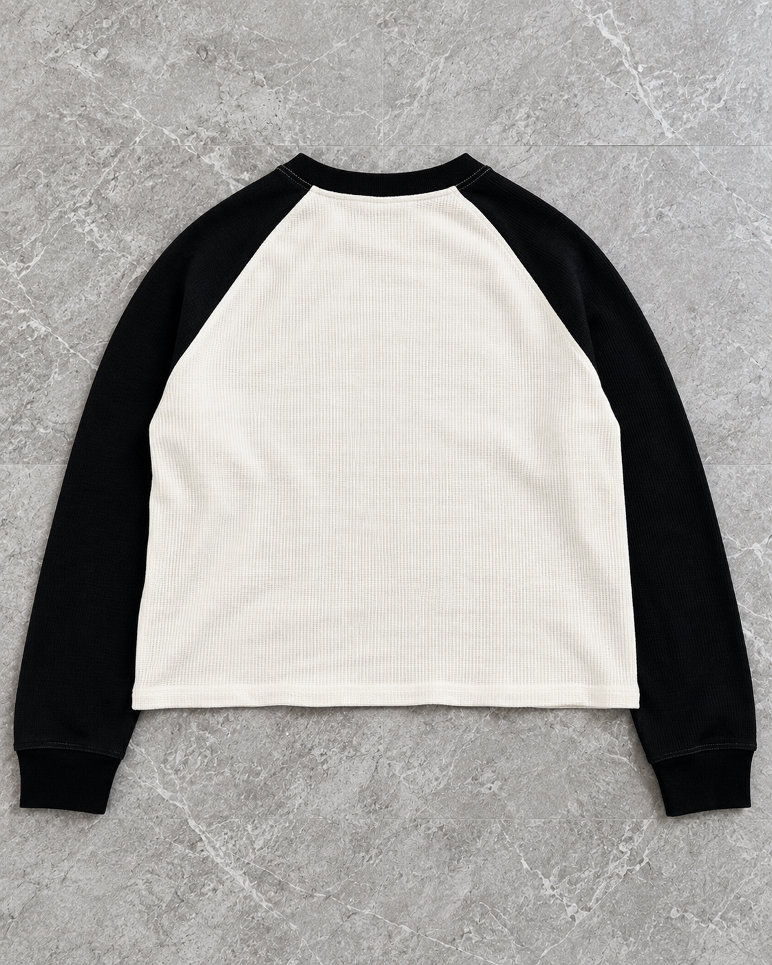 Ivory Black Raglan Waffle Longsleeve