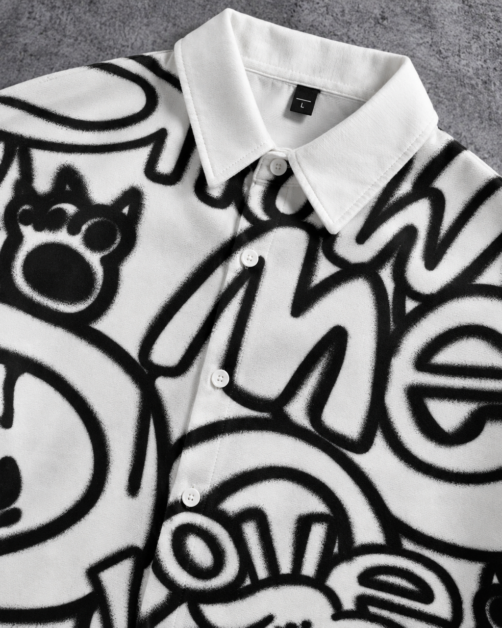 Monochrome Graffiti Cropped Shirt