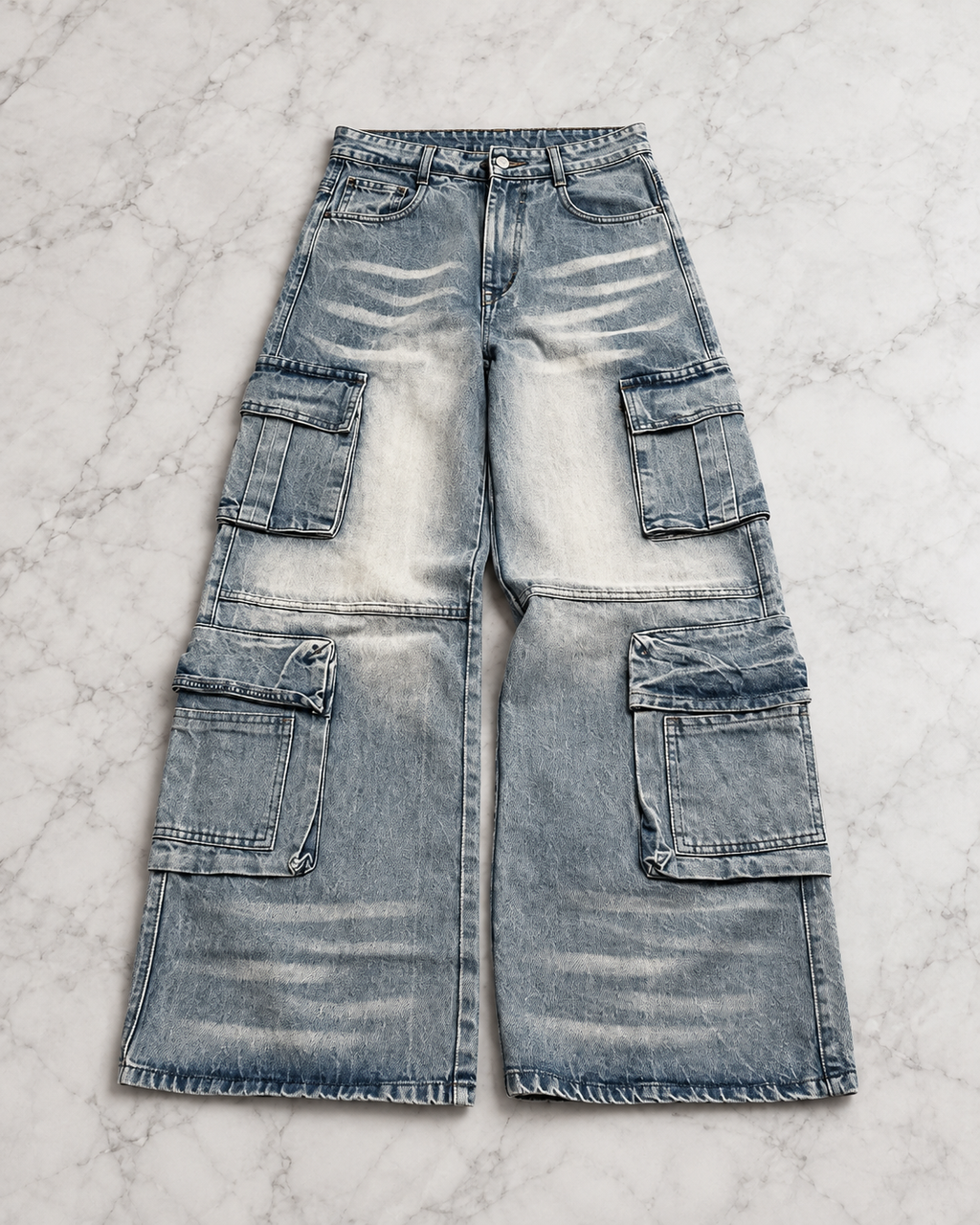 Washed Utility Cargo Denim