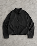 Black Hook-Closure Boxy Shirt