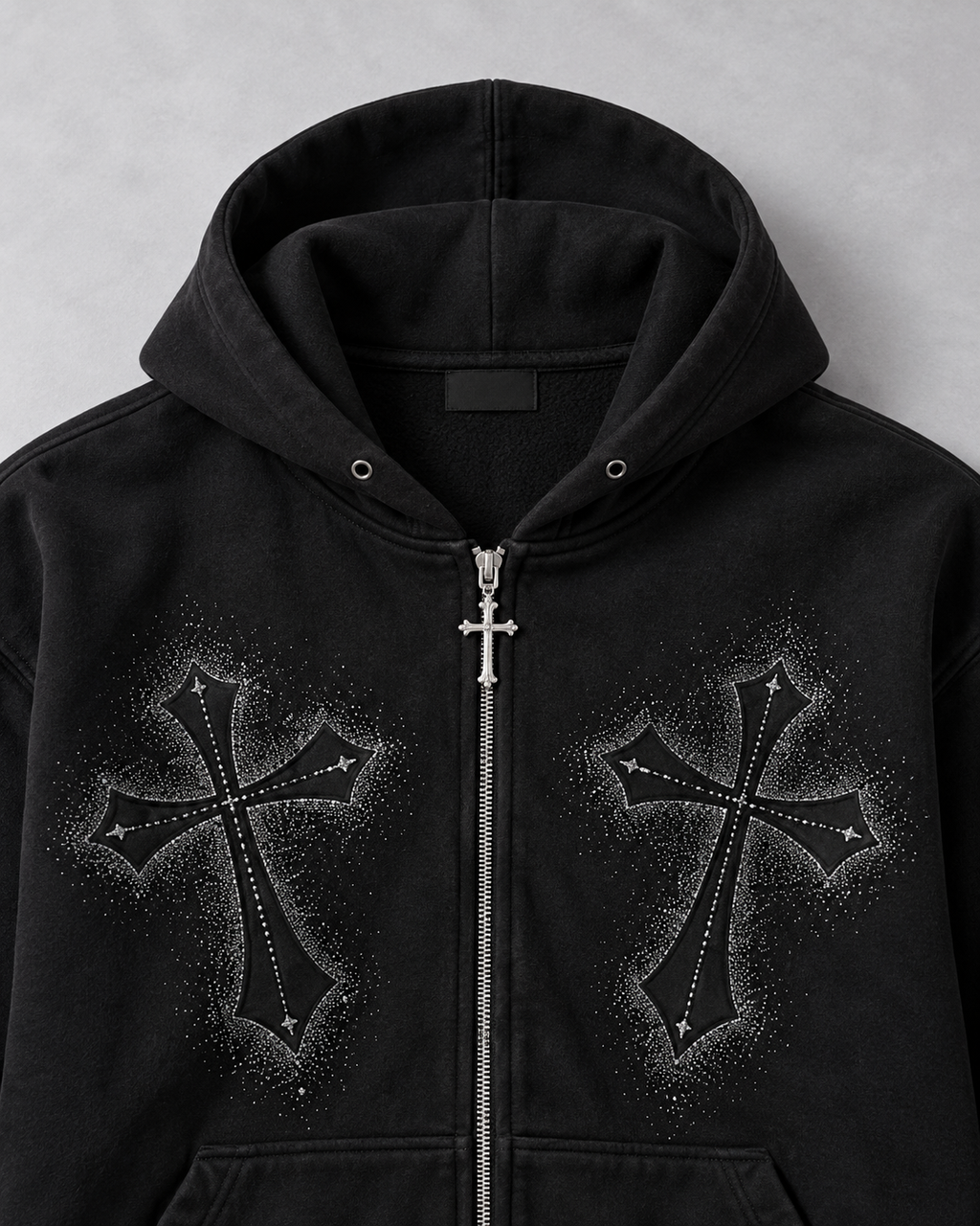 Cross Stud Zip Hoodie