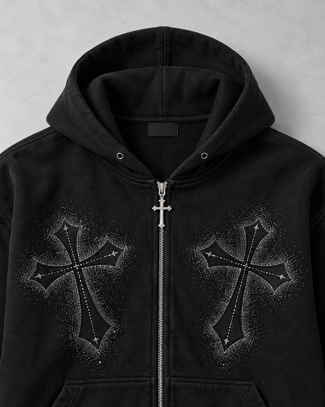 Cross Stud Zip Hoodie