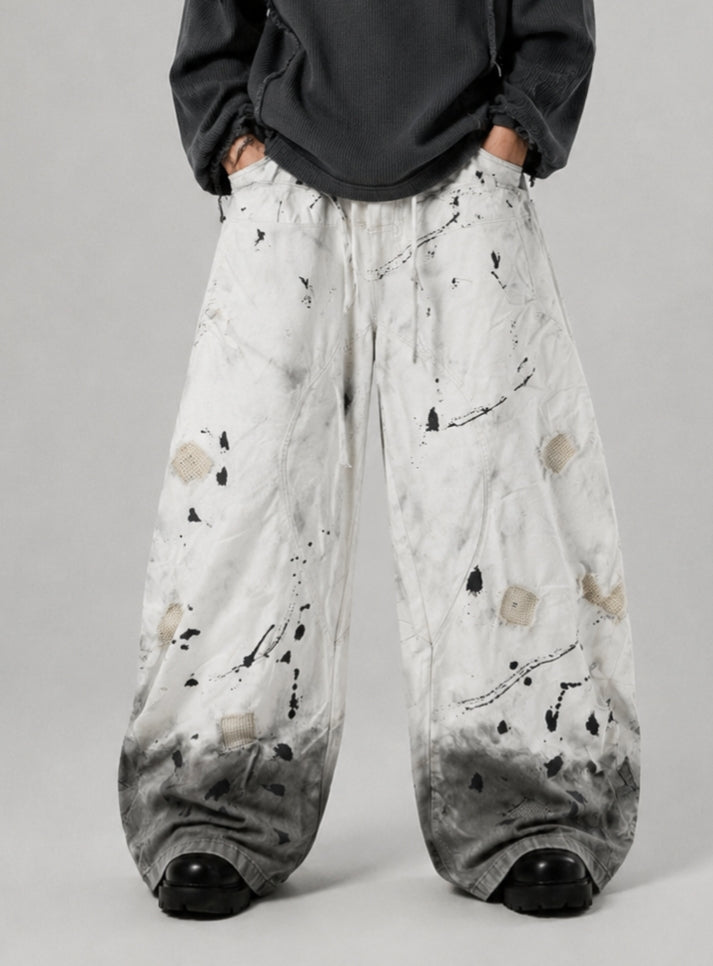 Splatter Wash Barrel Cargo Pants