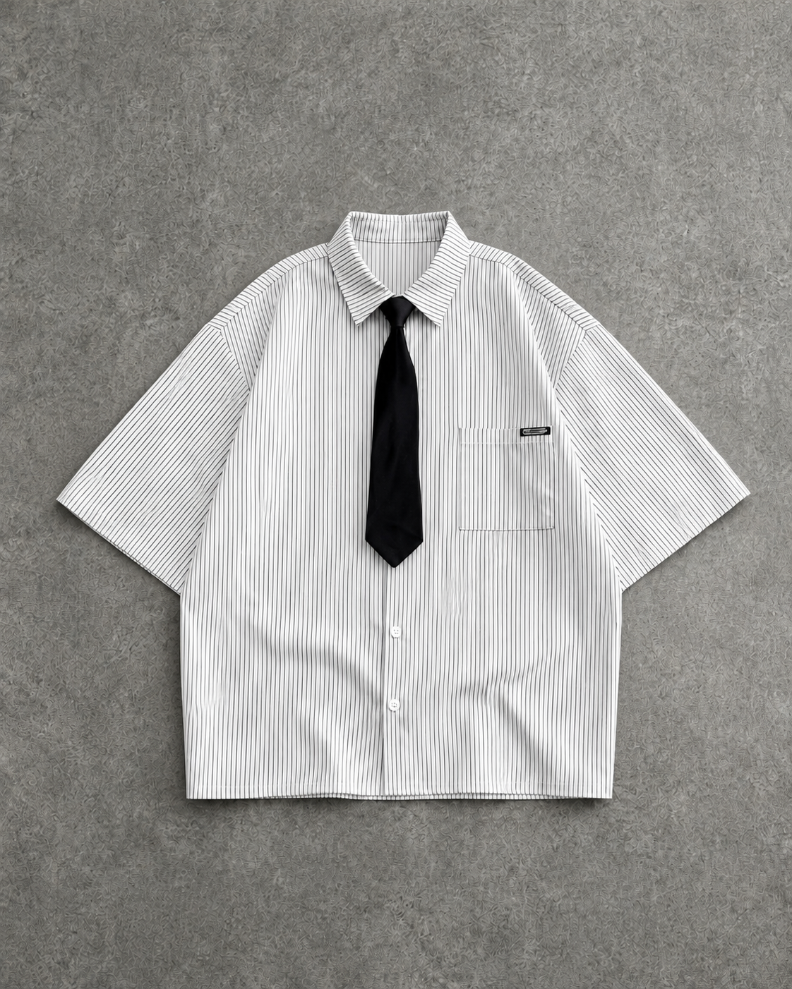 White Pinstripe Pocket Boxy Shirt