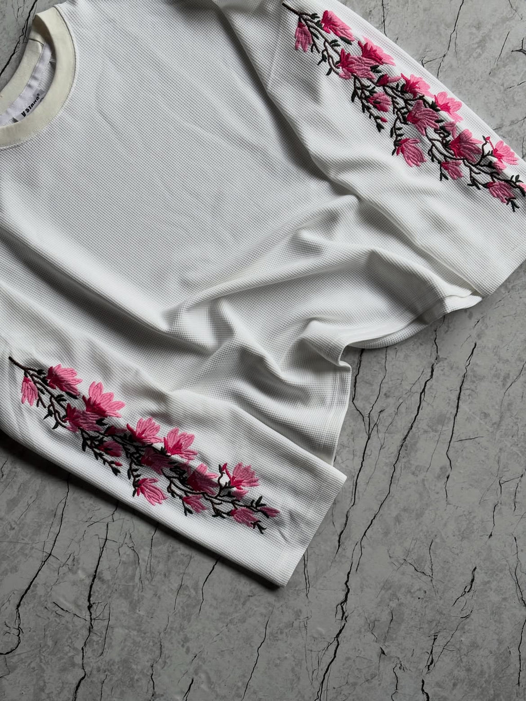 Floral Embroidered Waffle Longsleeve