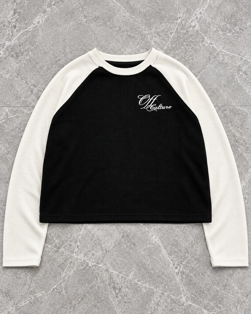 Black Ivory Raglan Waffle Longsleeve
