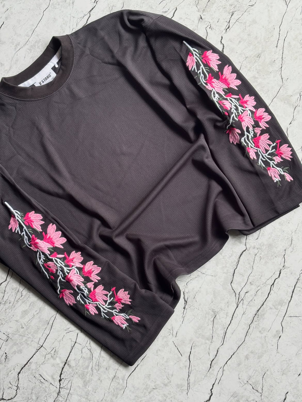Floral Embroidered Waffle Longsleeve