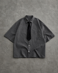 Charcoal Heather Pinstripe Pocket Shirt