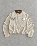 Cream Contrast-Collar Stripe Shirt