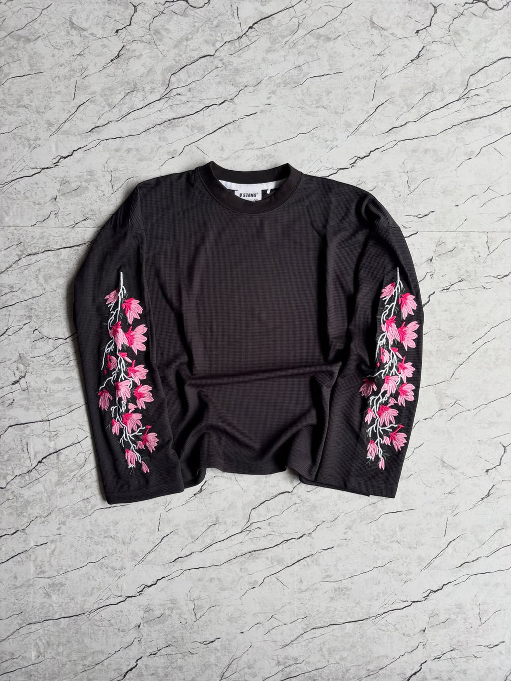 Floral Embroidered Waffle Longsleeve