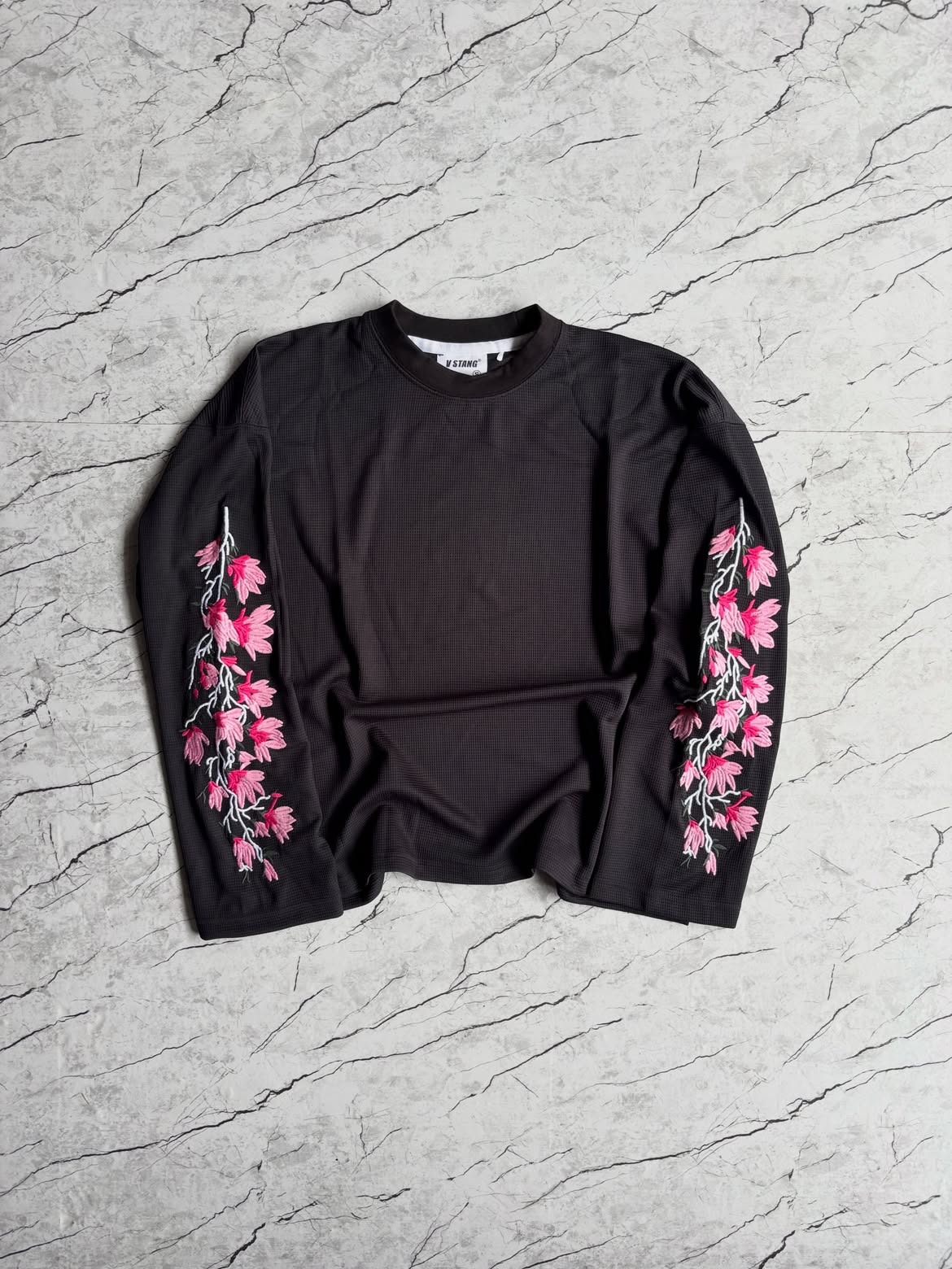 Floral Embroidered Waffle Longsleeve