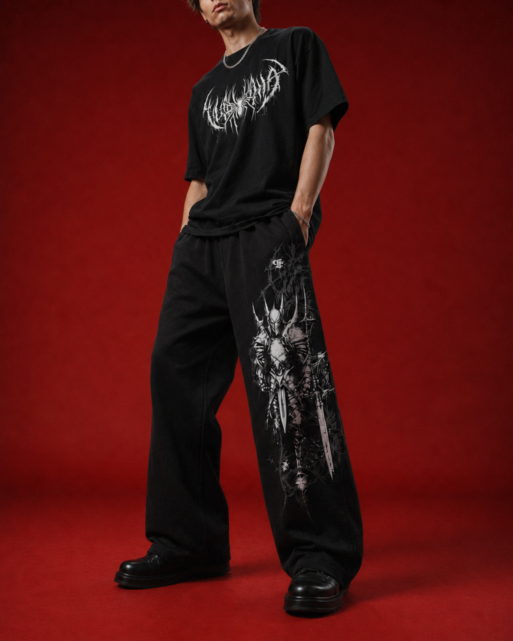 VELOR Knight Graphic Track Pants – Black