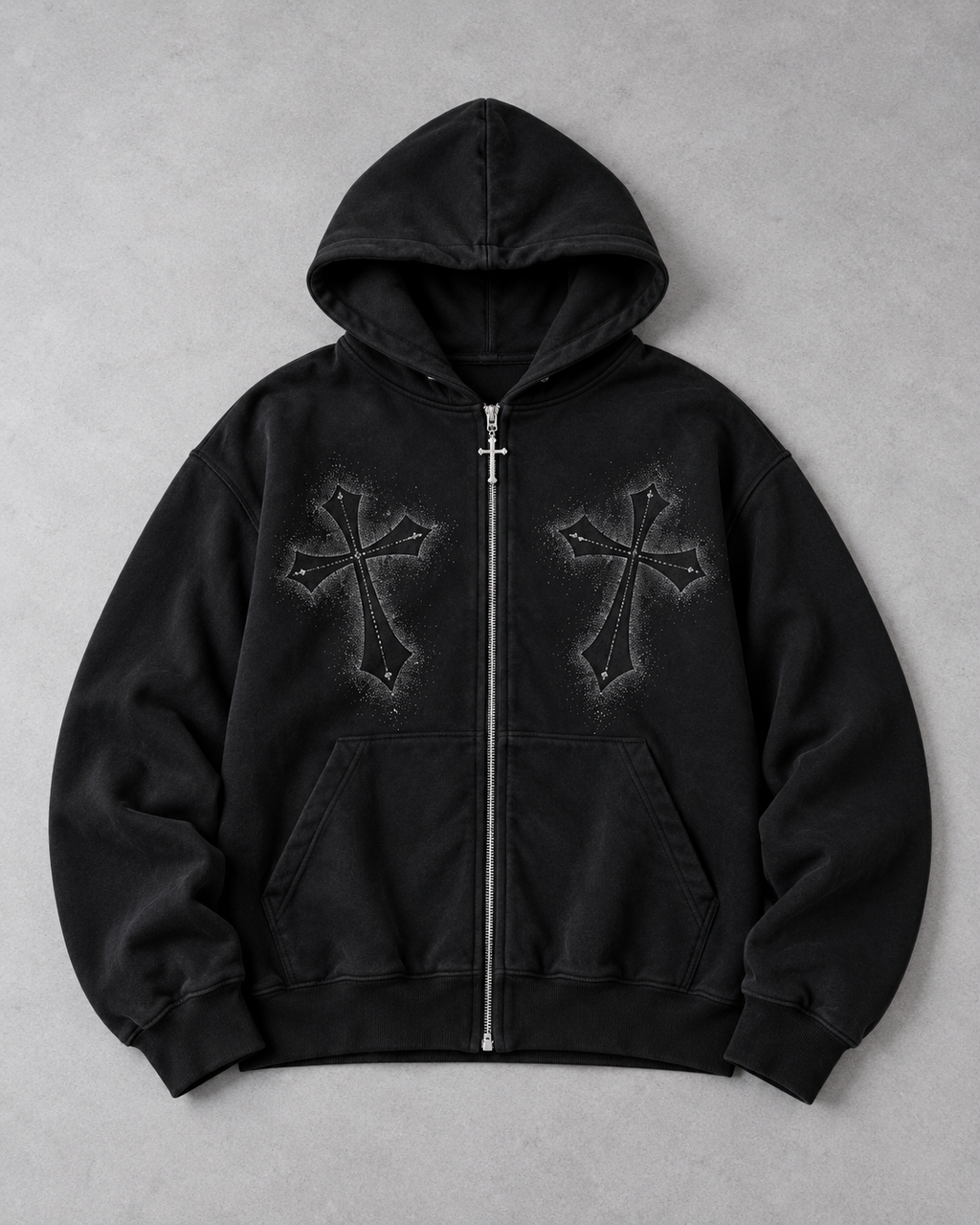 Cross Stud Zip Hoodie