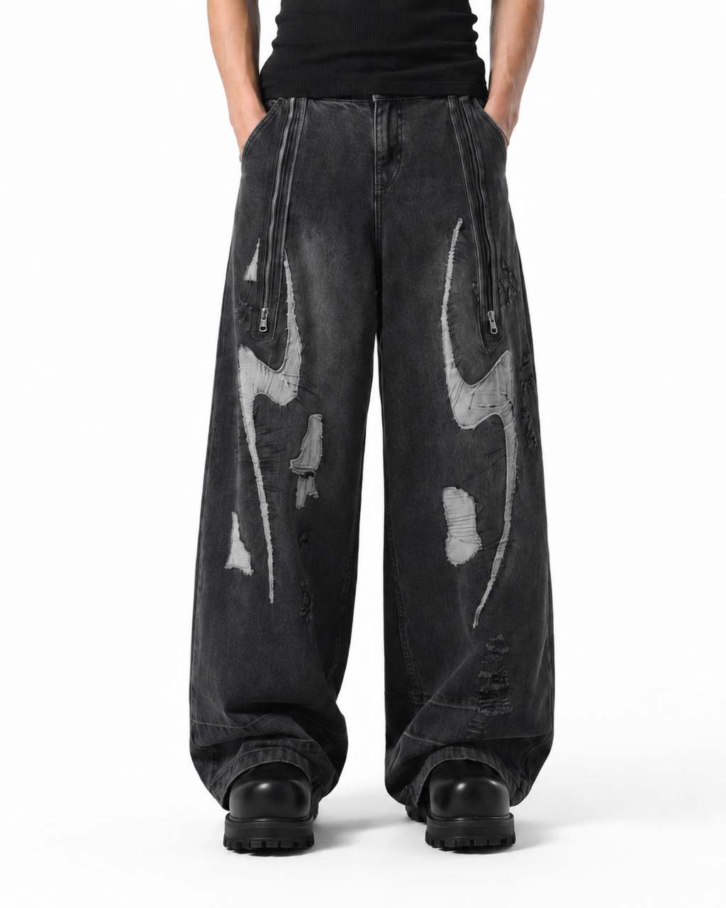 Shadow Arc Zip Denim Pants