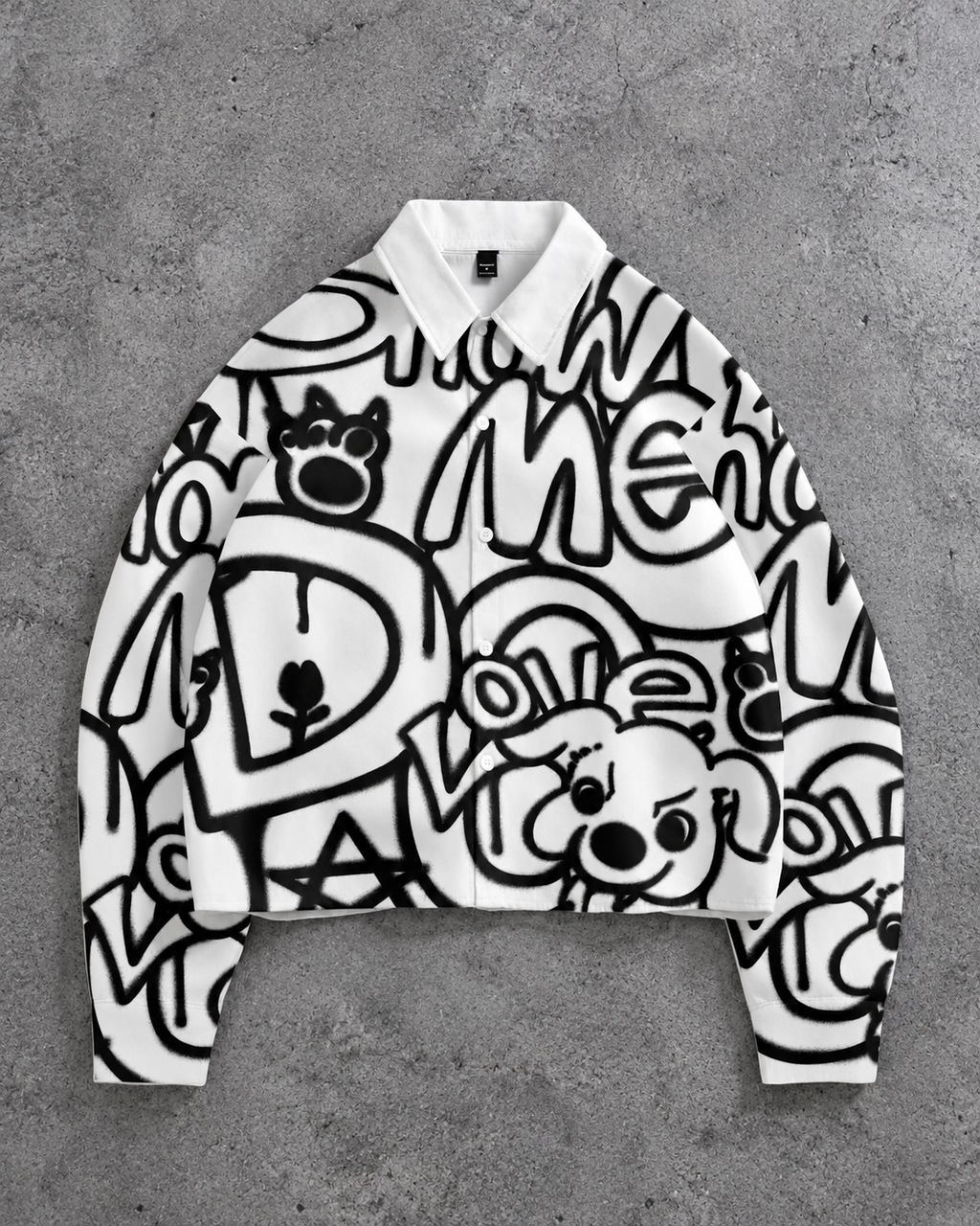 Monochrome Graffiti Cropped Shirt