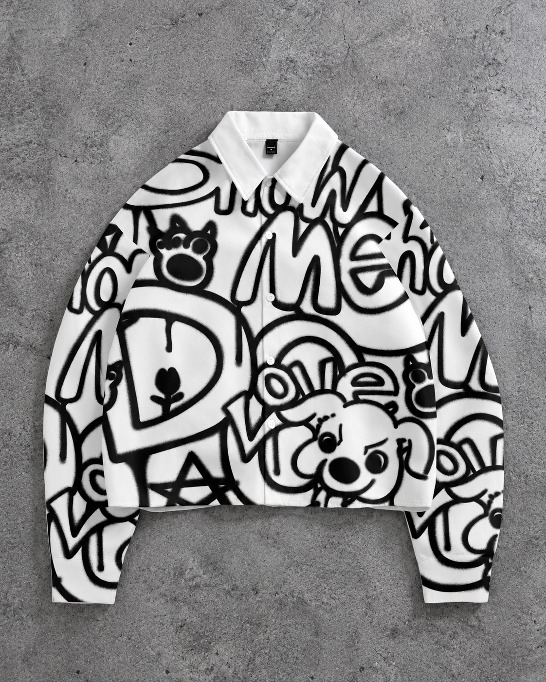 Monochrome Graffiti Cropped Shirt