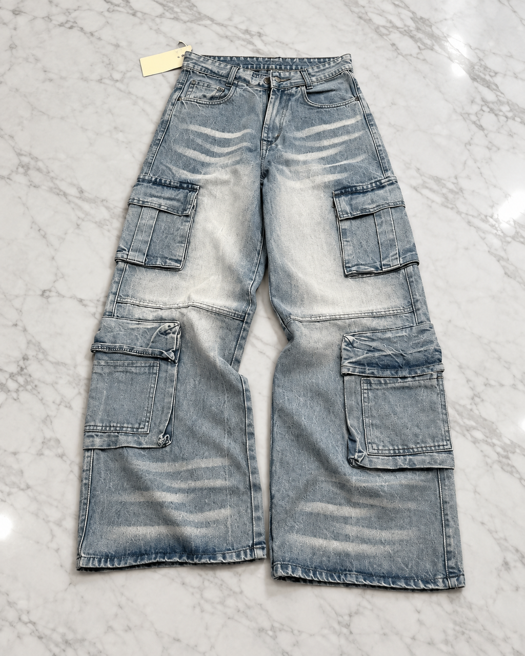 Washed Utility Cargo Denim