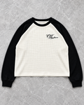 Ivory Black Raglan Waffle Longsleeve