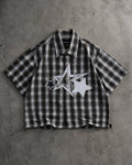 Star Patch Plaid Boxy Shirt