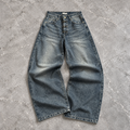 Hook Front Washed Wide-Leg Denim