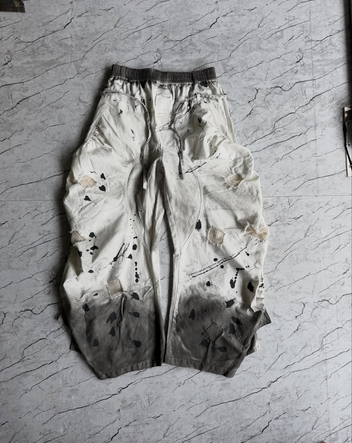 Splatter Wash Barrel Cargo Pants