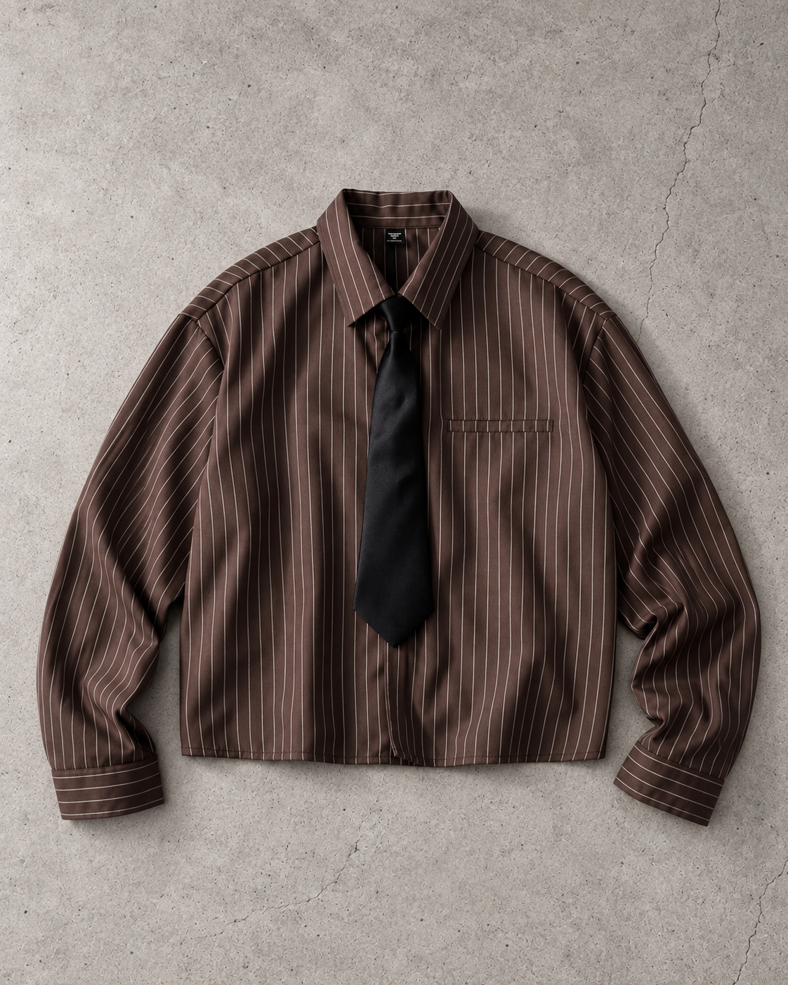 Mocha Pinstripe Tie Shirt