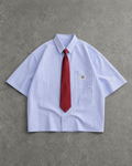 Blue Pinstripe Pocket Boxy Shirt