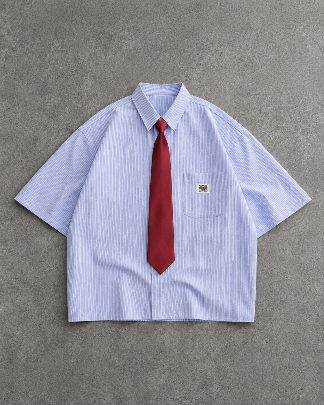 Blue Pinstripe Pocket Boxy Shirt