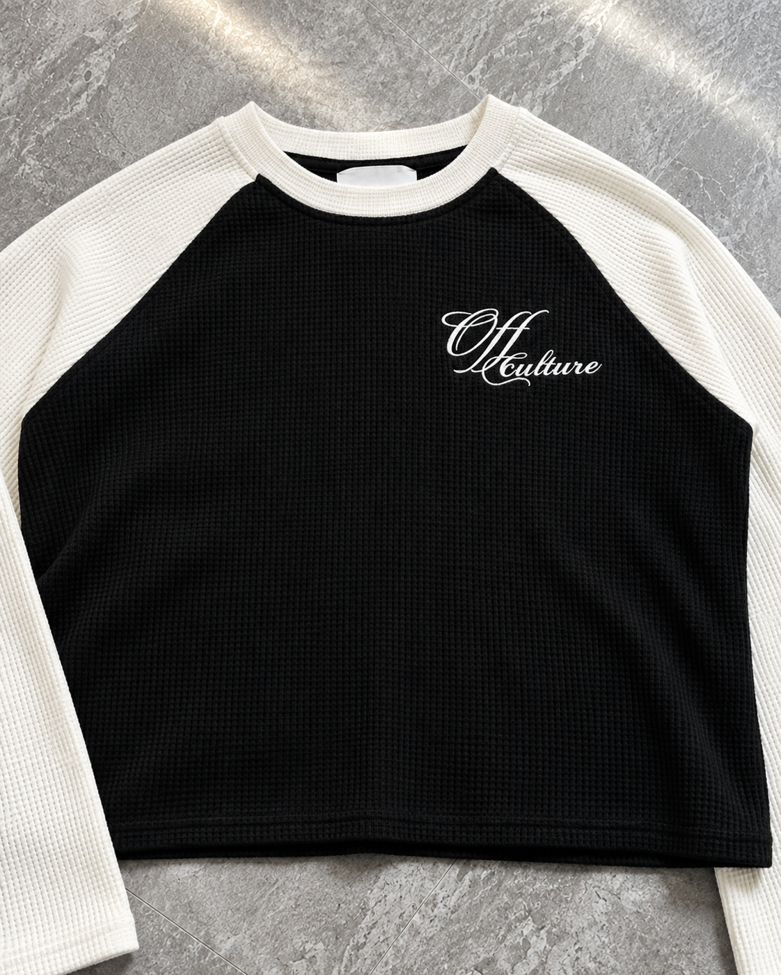 Black Ivory Raglan Waffle Longsleeve