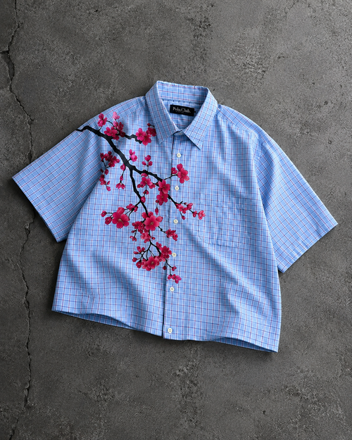 Blue Blossom Check Boxy Shirt