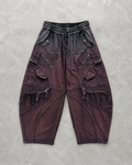 Burgundy Utility Barrel Cargo Pants